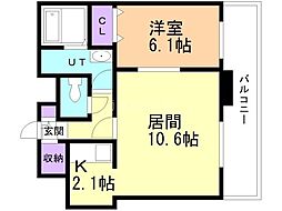 ティアラタワー中島倶楽部 1LDKの間取図画像