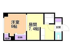 ルナハイツ南8条 1DKの間取図画像