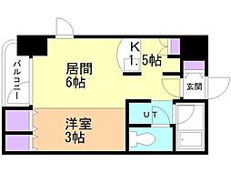 サンシャインシティ弐番館 1Kの間取図画像