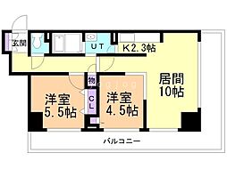 レジディア南一条 2LDKの間取図画像