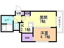シティレジデンス南12条 1LDKの間取図画像