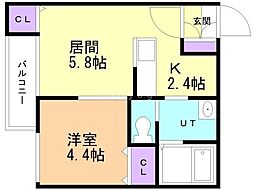 GRANMODEYAMAHANA 1LDKの間取図画像