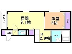 メゾンMTS6 1LDKの間取図画像
