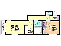 アヴァンツァーレ 1LDKの間取図画像