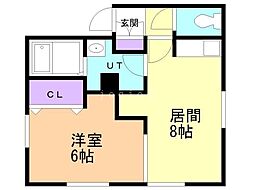 三好マンションB 1LDKの間取図画像