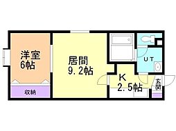 ラテルネ公園通り 1LDKの間取図画像
