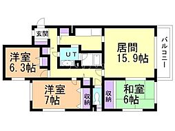 コープ野村宮の森グランデ 3LDKの間取図画像
