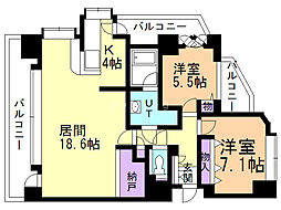 西28丁目シティハウス 2LDKの間取図画像