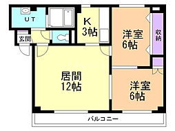 エステラ弐番館 2LDKの間取図画像