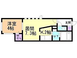 ヒューガプレミアム-スィート 1LDKの間取図画像