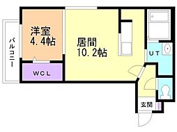 マルヤマパークViewApartment 1LDKの間取図画像