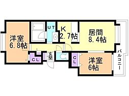 105松井ビル 2LDKの間取図画像