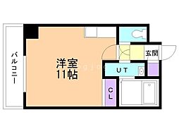 セントポーリアカルーア ワンルームの間取図画像