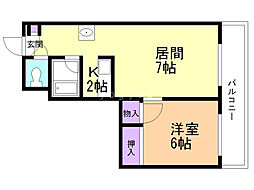 クリスタルファイブ 1LDKの間取図画像