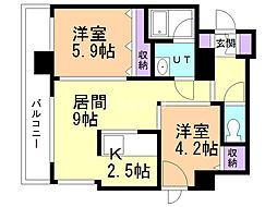 クレジデンス札幌・南4条 2LDKの間取図画像