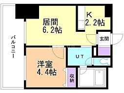 プライヴェル山鼻壱番館 1LDKの間取図画像