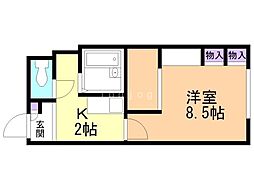 レオパレスセントラル南4条B 1Kの間取図画像