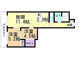 AKR北円山N5W23 2LDKの間取図画像