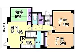 円山スクエア 3LDKの間取図画像