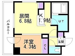 アルファスクエア中島公園 1LDKの間取図画像