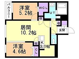 ALPHA GRANDE札幌南4条 2LDKの間取図画像