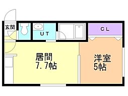 MSP722弐番館 1DKの間取図画像