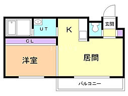 サークルロードヒルズ 1LDKの間取図画像