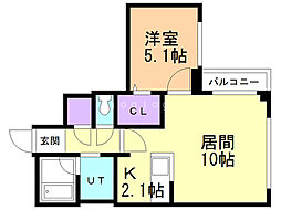 コローレサウスエイト 1LDKの間取図画像