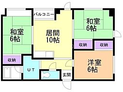 WITH旭ケ丘 3LDKの間取図画像