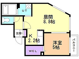 AltaMarea桑園 1LDKの間取図画像