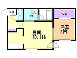 レユシールS8W8 1LDKの間取図画像