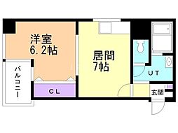 メゾン・ド・ヴィレ知事公館前 1DKの間取図画像