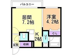 ラボワール菊水 1LDKの間取図画像