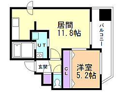 ラ・ソレイユ南2条 1LDKの間取図画像