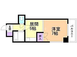 アベニール北円山 1DKの間取図画像