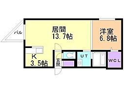 シャトーライフ中島公園1 1LDKの間取図画像