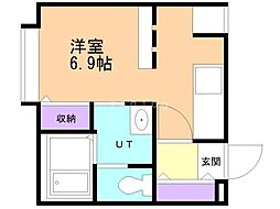 ドウ・ヴィルヌーブ ワンルームの間取図画像