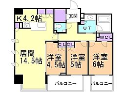 パークホームズ円山公園 3LDKの間取図画像