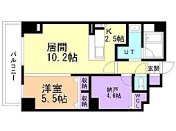 シティーコート北1条 1SLDKの間取図画像