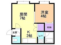 パレット宮の森 1LDKの間取図画像