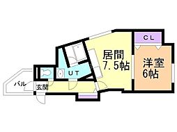 コートロティ大通 1DKの間取図画像