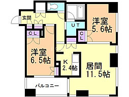 ラフィネタワー札幌南3条 2LDKの間取図画像