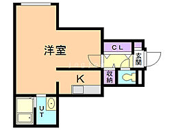 プレステージ札幌 1Kの間取図画像