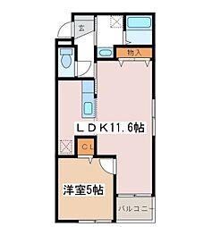 Ajari House 2階1LDKの間取り