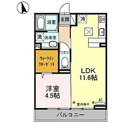 プランドール並柳 1LDKの間取図画像