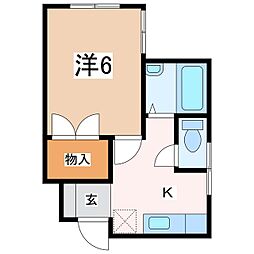 ハイツ萠 1Kの間取図画像