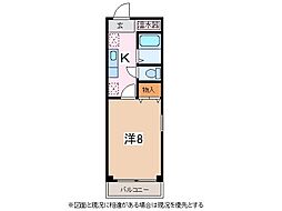 アブレーゴ 1Kの間取図画像