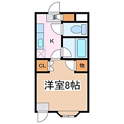 アップルズ・H 1Kの間取図画像