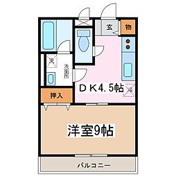 鎌田スカイ 1DKの間取図画像