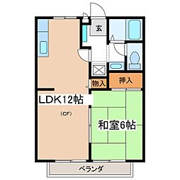 メゾンブルー 1LDKの間取図画像